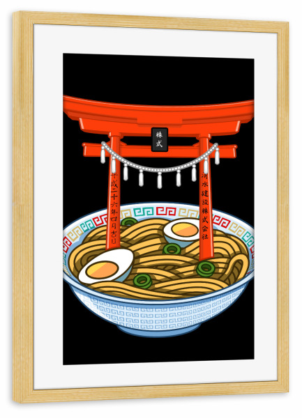 Poster mit Rahmen kiefer "Ramen Torii" artboxONE - Essen & Trinken - Ramen,Torii,Japan,Japanese,Nudeln,Food,Essen,Restaurant,Noodles,Egg