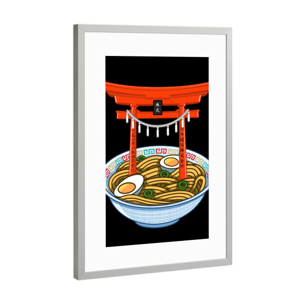 Poster mit Rahmen Silber "Ramen Torii" artboxONE - Essen & Trinken - Ramen,Torii,Japan,Japanese,Nudeln,Food,Essen,Restaurant,Noodles,Egg