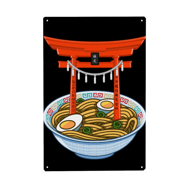 Metall Poster "Ramen Torii" artboxONE - Essen & Trinken - Ramen,Torii,Japan,Japanese,Nudeln,Food,Essen,Restaurant,Noodles,Egg - Blechschild