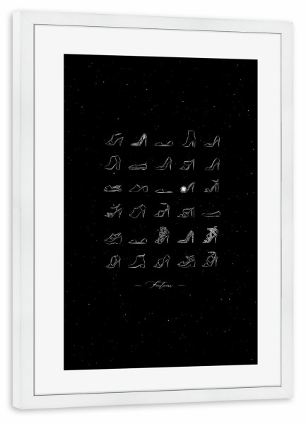 Poster mit Rahmen weiß "Footwear women shoes vintage black" artboxONE - Menschen,Fashion,Für Mama