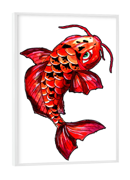 Poster mit weißem Rahmen "Red Koi Carp Fish Tattoo" artboxONE - Tiere,Unterwasser