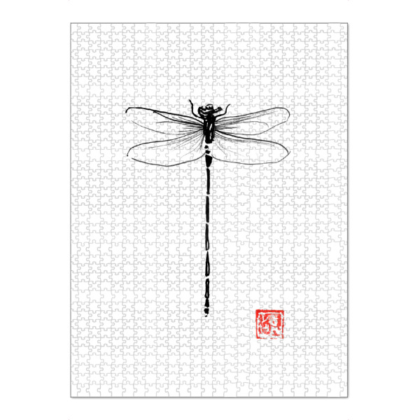 Puzzle Ravensburger "Dragonfly" artboxONE - Tiere - Dragonfly,Sumie,Japan,Libelle,Insekt,Insect,Schwarzweiß,Blackandwhite,Minimal,Minimalistisch