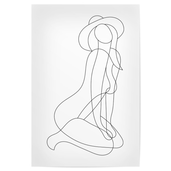 Poster 30x20 cm "Woman in hat lineart" artboxONE - Menschen,Fashion