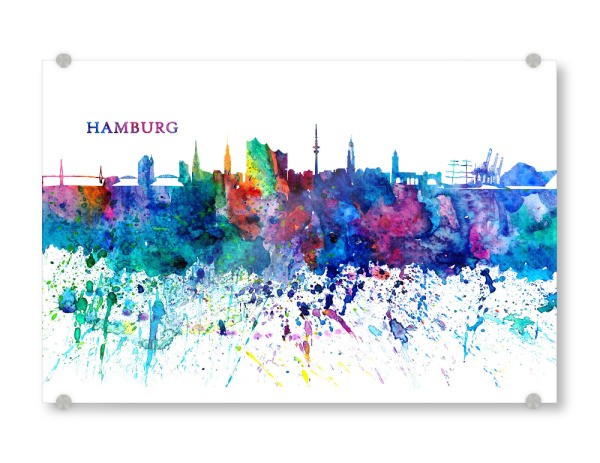 Acrylglasbild "Hamburg Skyline Silhouette" artboxONE - Städte,Städte / Hamburg,Architektur