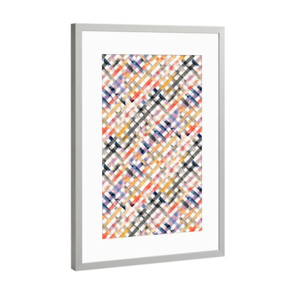 Poster mit Rahmen Silber "Vicky Gingham Yellow" artboxONE - Abstrakt,Geometrie