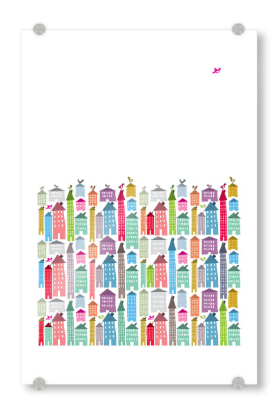 Acrylglasbild "Houses and Birds" artboxONE - Natur,Reise,Tiere,Architektur