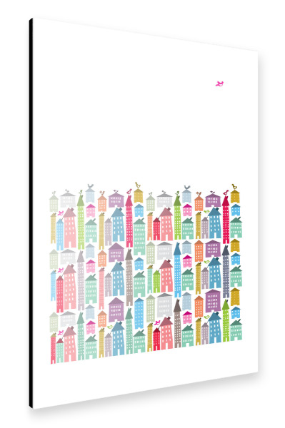 Alu-Dibond "Houses and Birds" 30x20 cm artboxONE