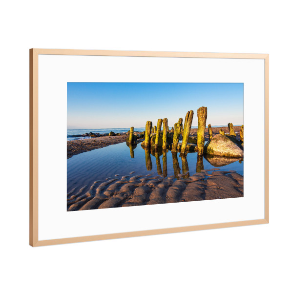 Poster mit Rahmen Kupfer "Buhne am Strand bei Kühlungsborn" artboxONE - Natur,Reise,Reise / Strand und Meer