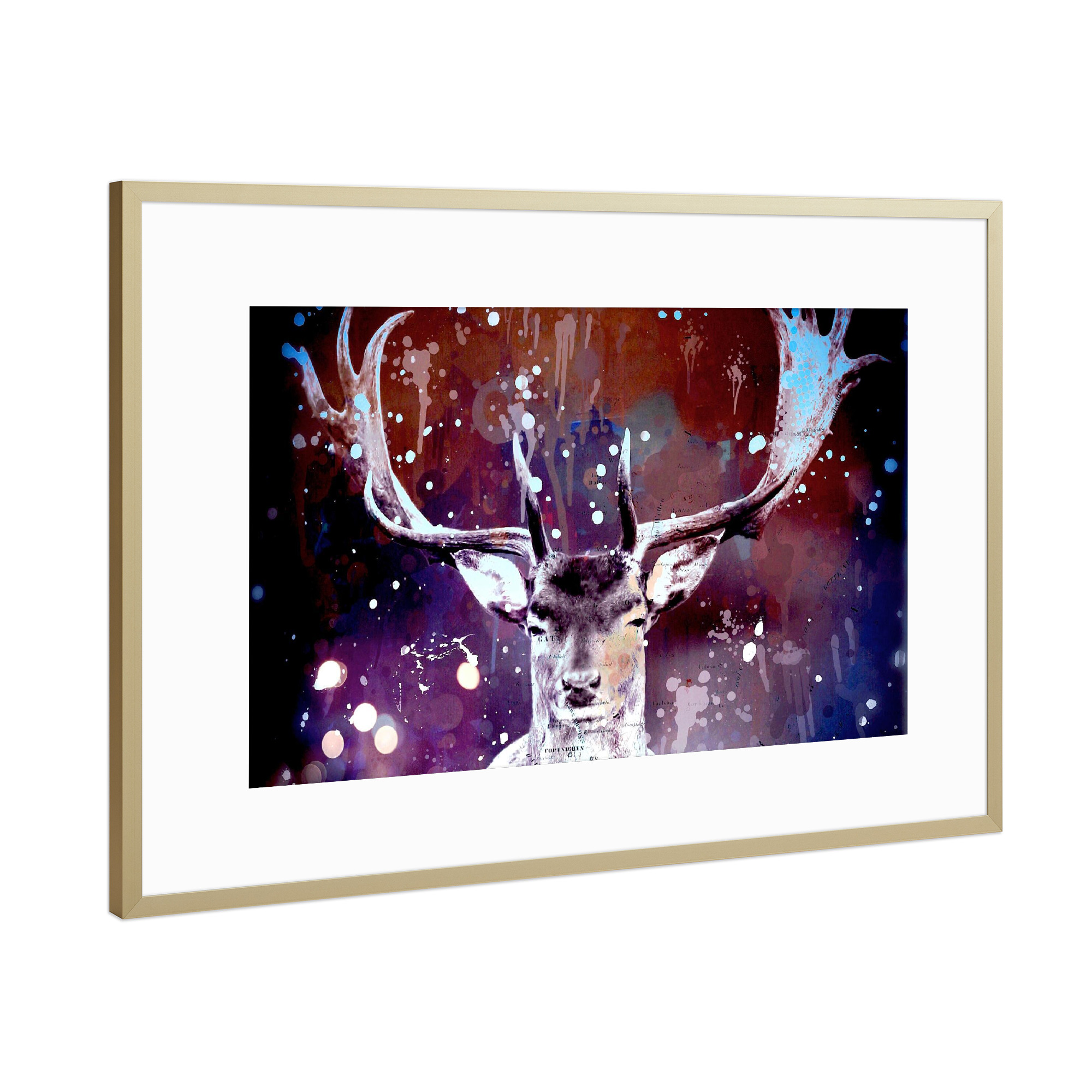 Poster mit Rahmen Gold "Pop Art Deer" artboxONE - Tiere
