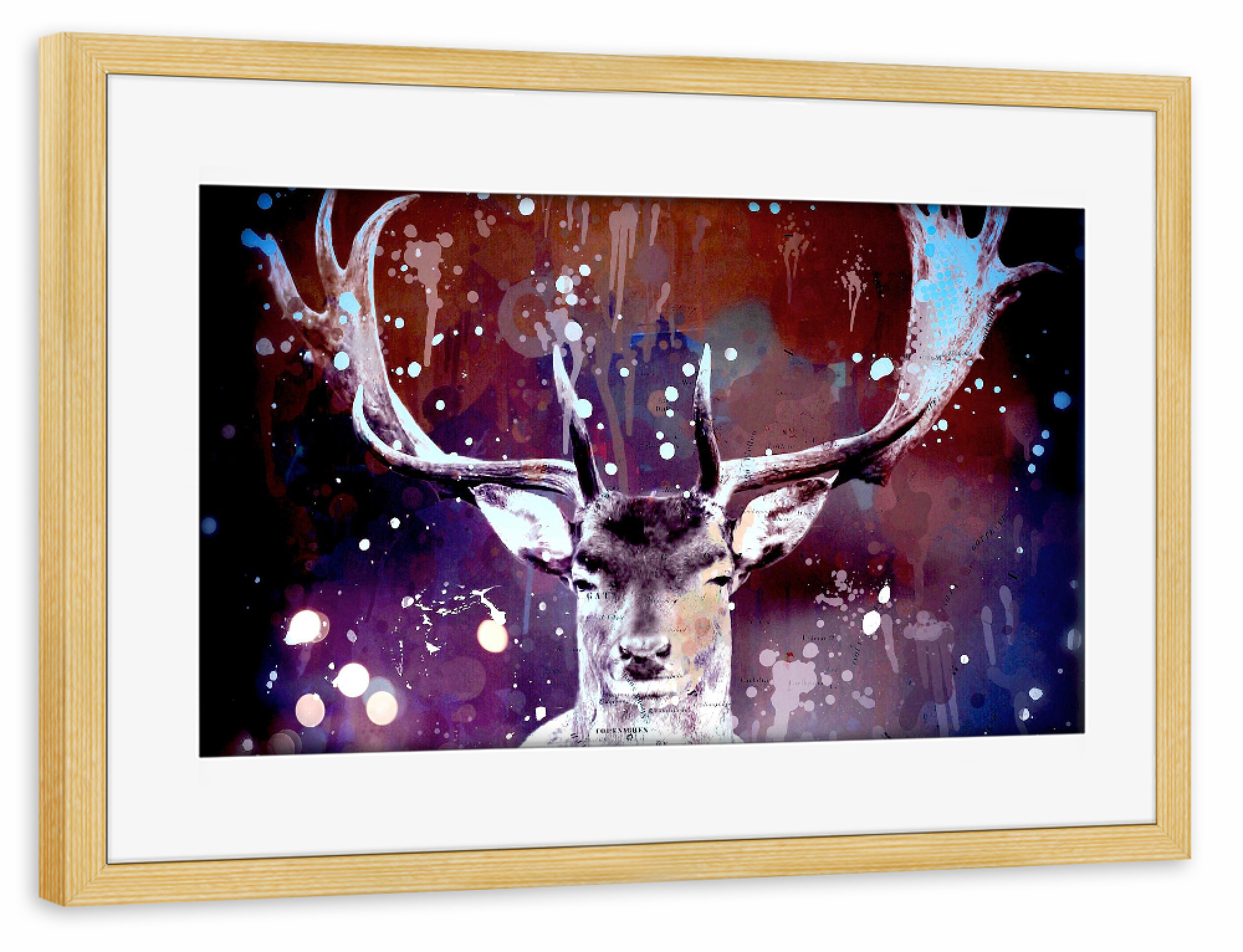 Poster mit Rahmen kiefer "Pop Art Deer" artboxONE - Tiere