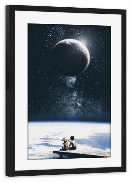 Poster mit Rahmen schwarz "Together Alone" artboxONE - Menschen,Fiktion,Galaxy