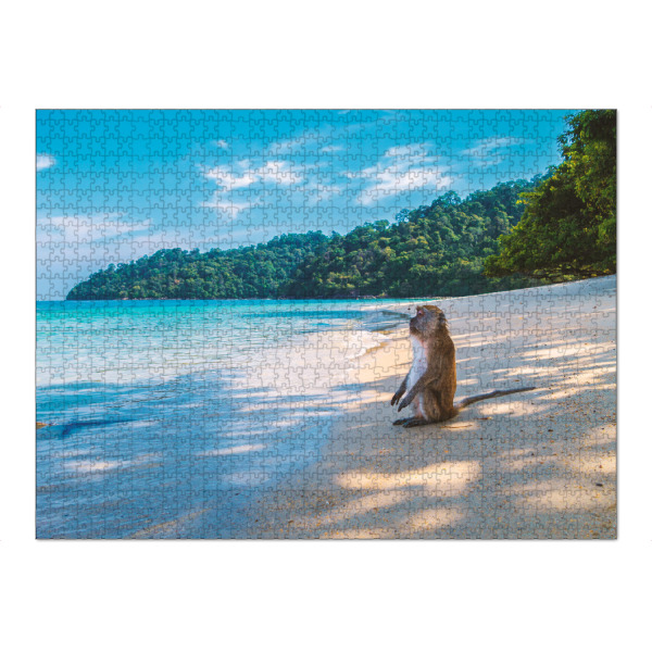Puzzle Ravensburger "Affe genießt den Strand" artboxONE - Natur,Reise,Tiere,Reise / Strand und Meer