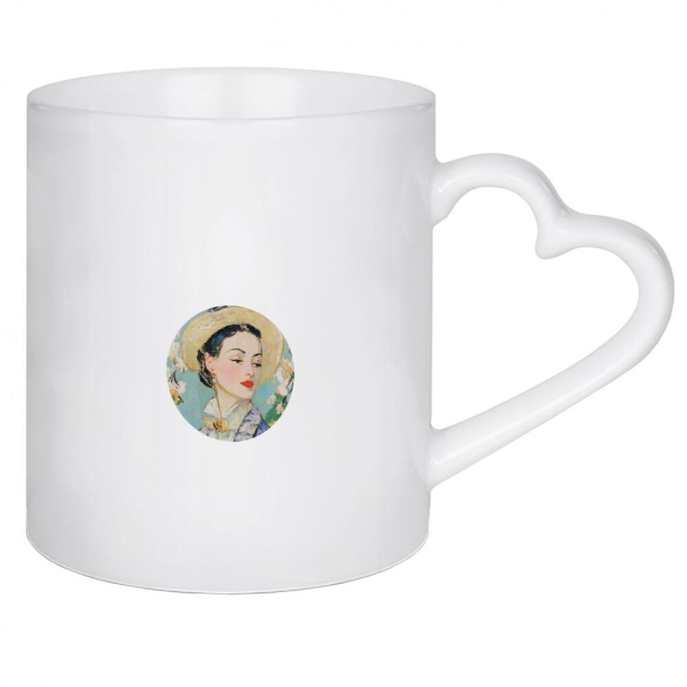 Herztasse "Frau trägt Tweedjacke" artboxONE - Natur,Floral,Abstrakt,Menschen,Fashion - Frau,Frauenporträt,Mode,Jacke,Tweedjacke
