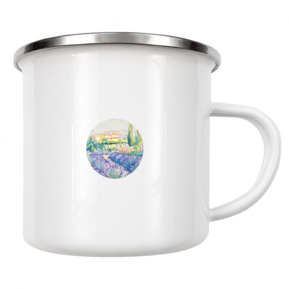 Emaille Tasse "Abstraktes Lavendelfeld" artboxONE - Natur,Floral,Essen & Trinken,Abstrakt