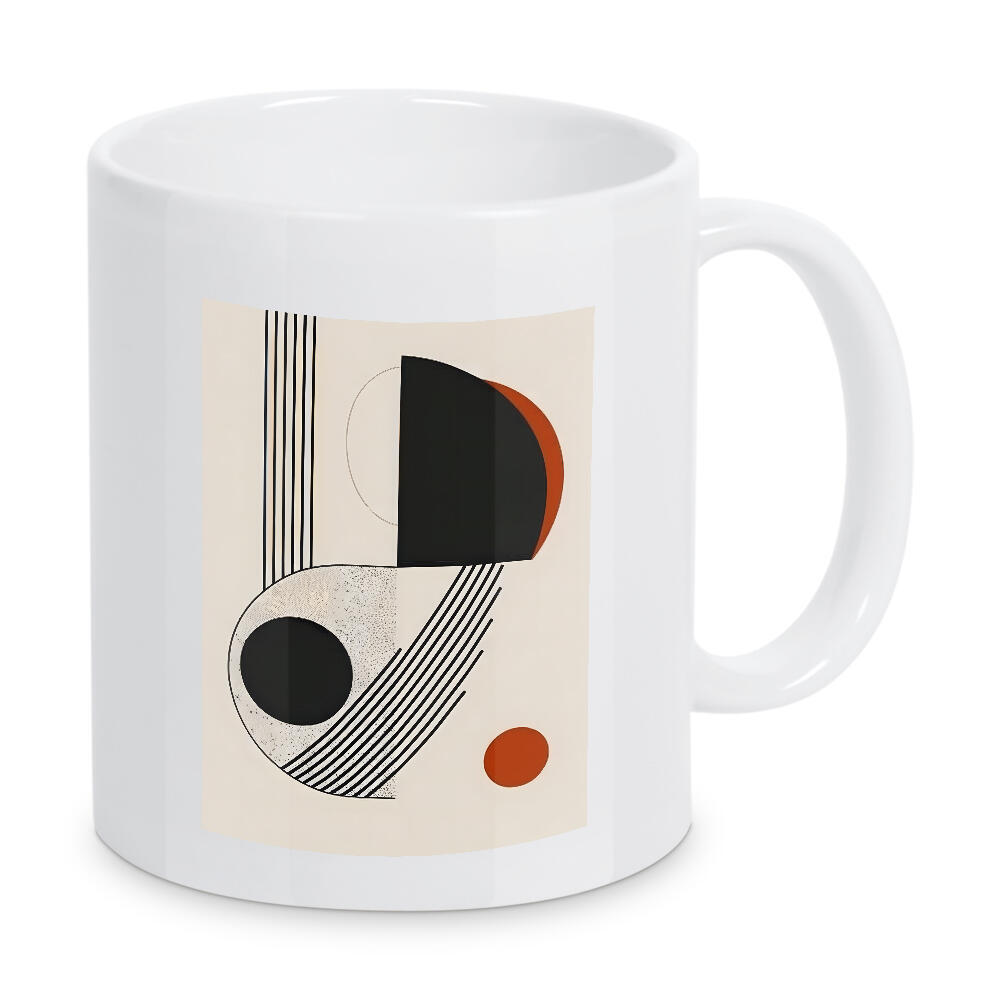 Tasse "Geometric shapes and lines" artboxONE - Abstrakt,Geometrie - Geometric,Abstract,Minimalist,Black,Orange,Shapes,Lines,Circles,Design,Contrast
