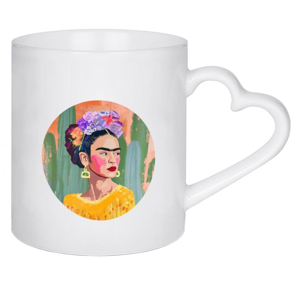 Herztasse "Kahlo und Kakteen" artboxONE - Floral,Abstrakt,Menschen