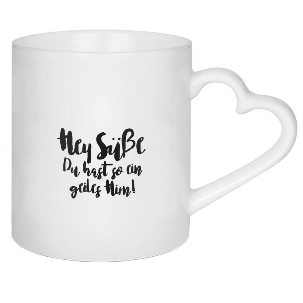 Herztasse "Geiles Hirn" artboxONE - Typografie,Menschen,Schwarzweiß,Für Mama,Lustig