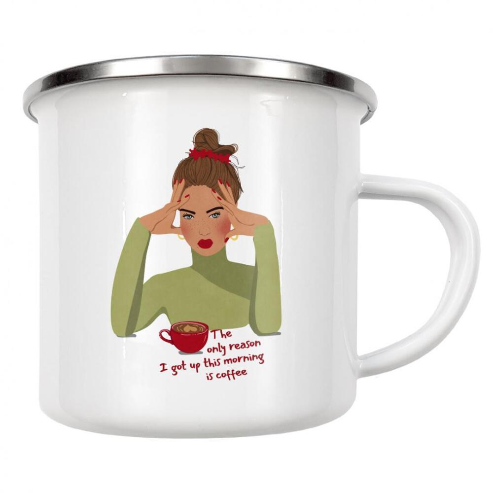 Emaille Tasse "Erstmal Kaffee" artboxONE - Essen & Trinken,Fashion,Für Mama,Lustig