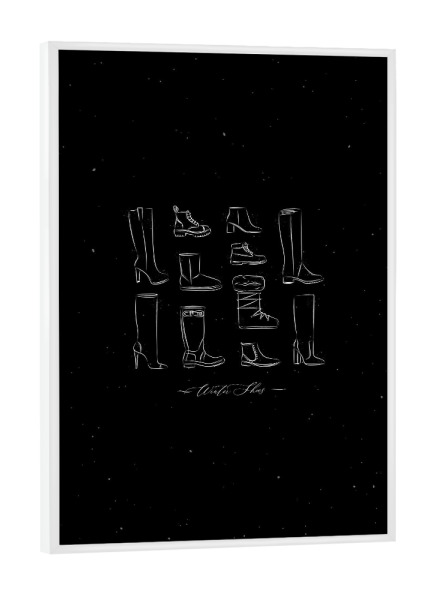 Poster mit weißem Rahmen "Winter women shoes vintage black" artboxONE - Fashion,Für Mama