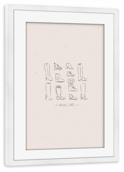 Poster mit Rahmen weiß "Winter women shoes vintage beige" artboxONE - Menschen,Fashion,Für Mama,Für Papa