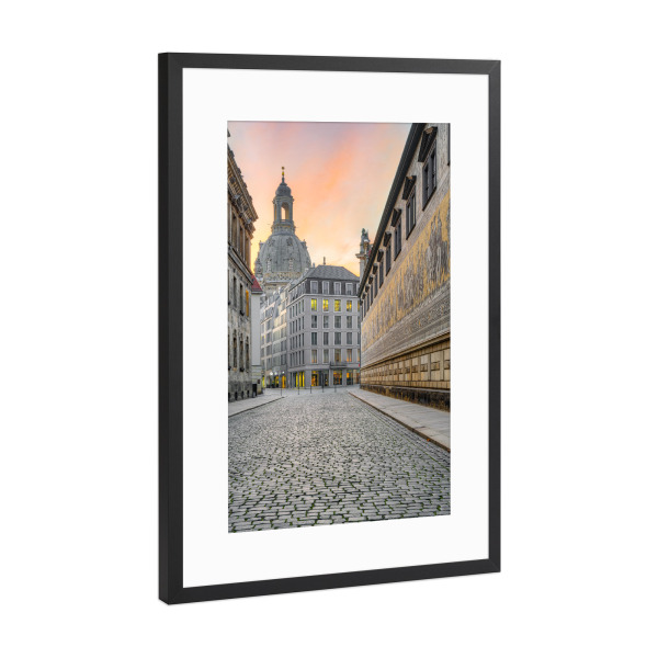 Poster mit Rahmen Schwarz (Metallic) "Fürstenzug in Dresden" artboxONE - Städte,Reise,Architektur,Städte / Dresden