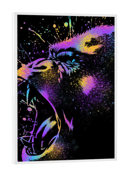 Poster mit weißem Rahmen "Gorilla ink colorful" artboxONE - Tiere,Streetart - Gorilla,Ape,Attack,Rainbow,Affe,Monkey,Streetart,Colorful,Bunt