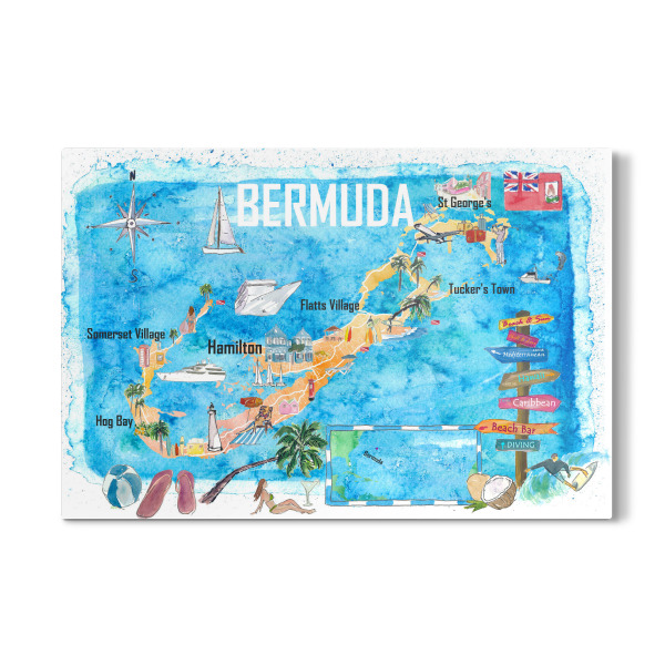 Galerie-Print "Bermuda Island Travel Map" 30x20 cm artboxONE