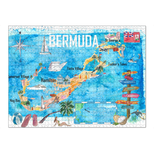 Puzzle Ravensburger "Bermuda Island Travel Map" artboxONE - Reise,Reise / Strand und Meer,Kartografie