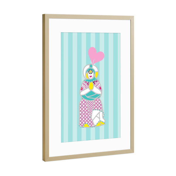 Poster mit Rahmen Gold "Prinzessin Laska" artboxONE - Für Kinder,Liebe,Streetart,Für Mama