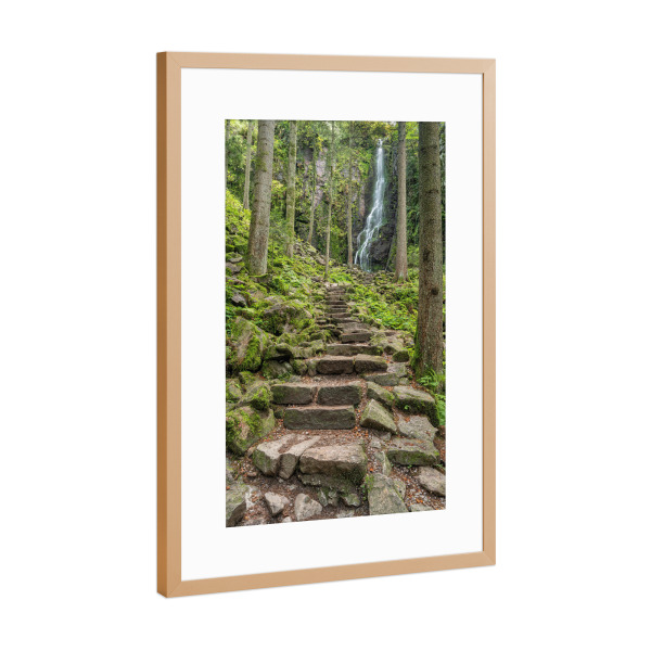 Poster mit Rahmen Kupfer "Burgbachwasserfall Schwarzwald" artboxONE - Natur,Reise
