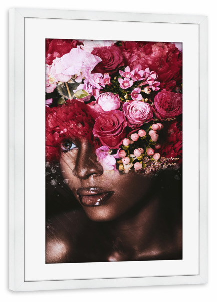Poster mit Rahmen weiß "Lady floral III by Tas" artboxONE - Natur,Floral,Menschen
