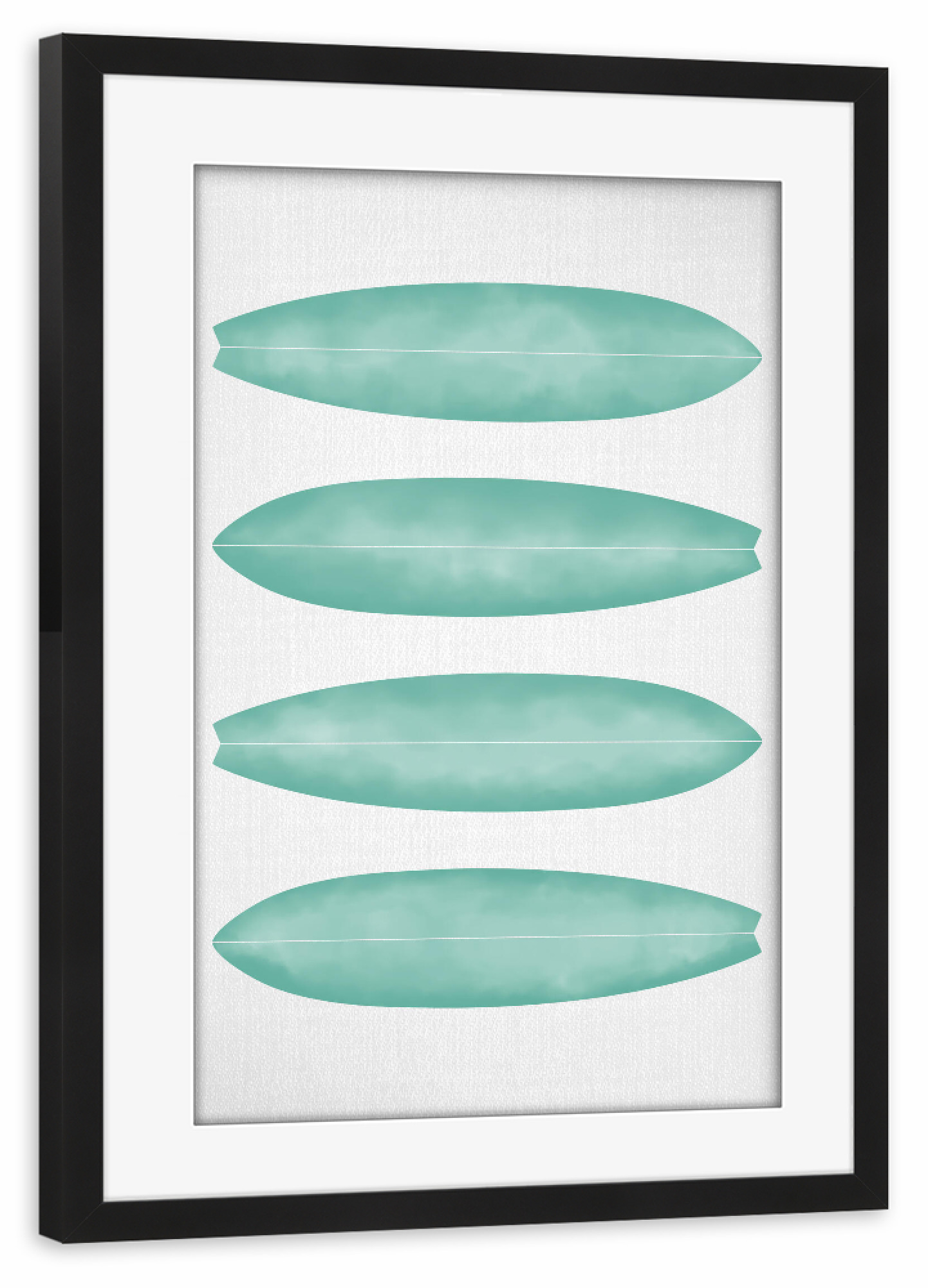 Poster mit Rahmen schwarz "Surfboards - Turquoise" artboxONE - Reise,Für Kinder,Reise / Strand und Meer,Sport,Städte / Los Angeles