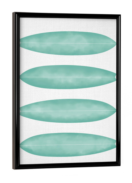 Poster mit schwarzem Rahmen "Surfboards - Turquoise" artboxONE - Reise,Für Kinder,Reise / Strand und Meer,Sport,Städte / Los Angeles