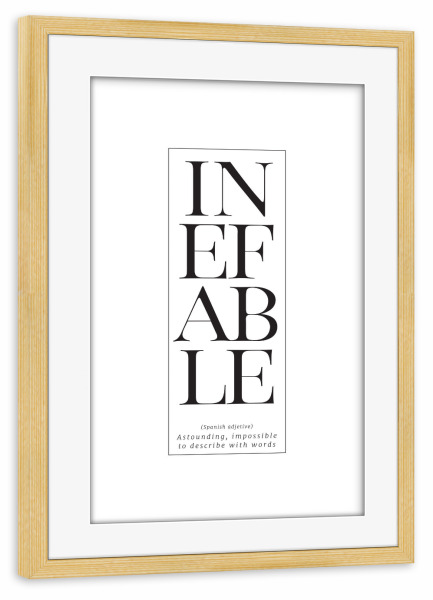 Poster mit Rahmen kiefer "Inefable definition in English" artboxONE - Typografie