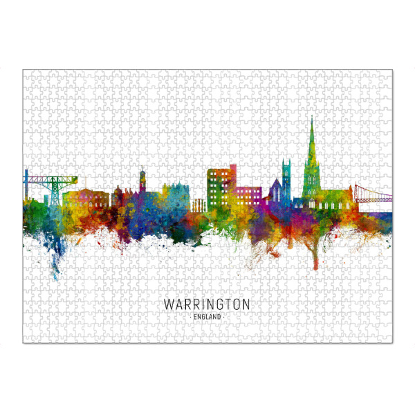 Puzzle Ravensburger "Warrington England Skyline txt" artboxONE - Städte