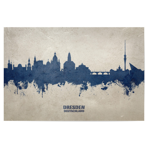 Poster 30x20 cm "Dresden Germany Skyline PaintBlue" artboxONE - Städte,Städte / Dresden