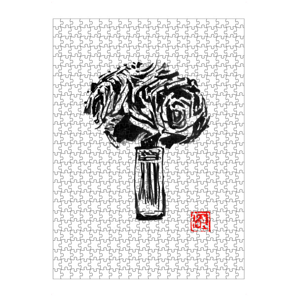 artboxONE Puzzle "Vase of rose" artboxONE - Floral,Schwarzweiß - Rose,Sumie,Japan,Schwarzweiß,Blackandwhite,Rosen,Blumen,Flowers,Floral,Vase