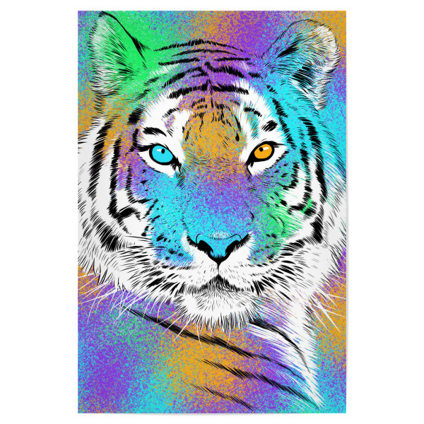 Poster 30x20 cm "Sketch Tiger rainbow" artboxONE - Tiere,Streetart - Tiger,Liger,Feline,Cat,Predator,Streetart,Hunter,Animal,Tier,Colorful,Bunt