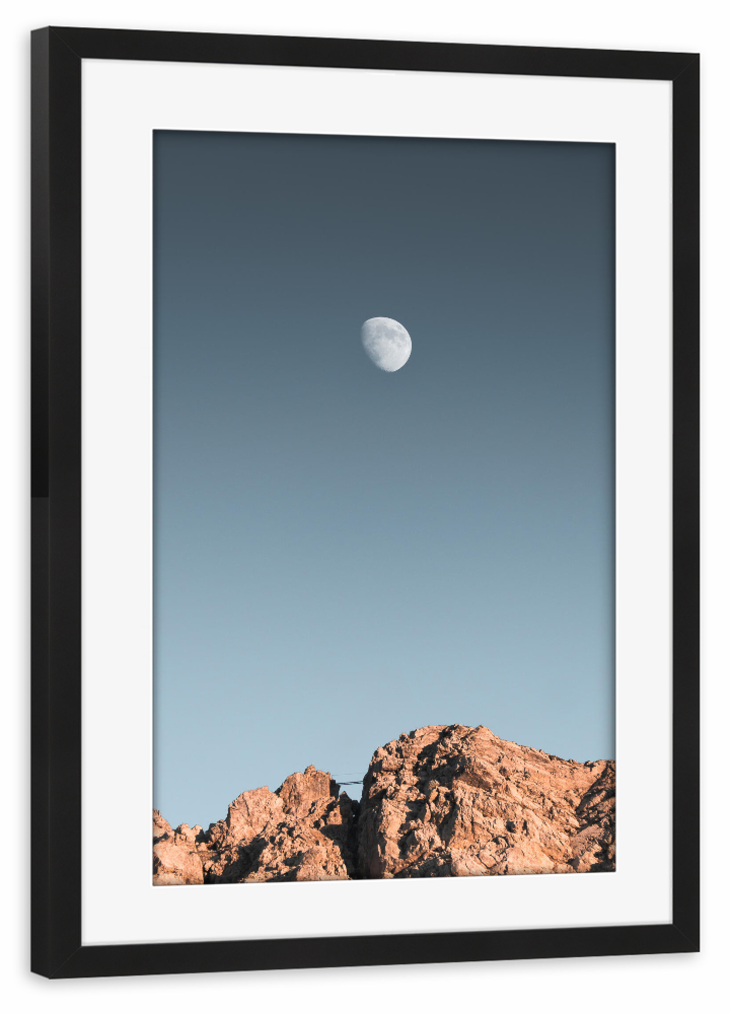 Poster mit Rahmen schwarz "Aufgehender Mond in den Bergen" artboxONE - Natur,Reise,Reise / Länder