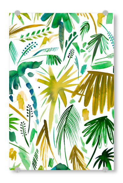 Acrylglasbild "Brushstrokes Tropical Palms" artboxONE - Natur,Floral,Festivals