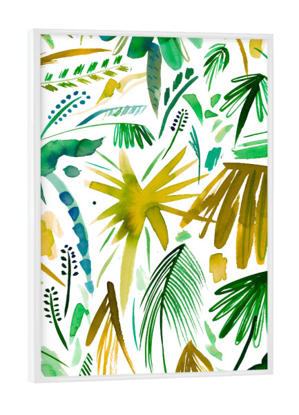 Poster mit weißem Rahmen "Brushstrokes Tropical Palms" artboxONE - Natur,Floral,Festivals