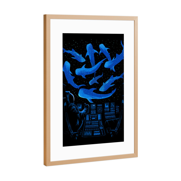 Poster mit Rahmen Kupfer "Astronaut Killer Wale" artboxONE - Tiere,Unterwasser,Galaxy