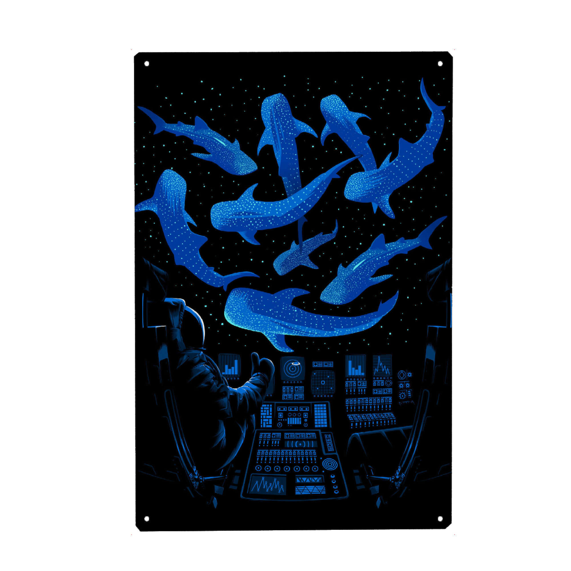 Holzbild "Astronaut Killer Wale" artboxONE - Tiere,Unterwasser,Galaxy