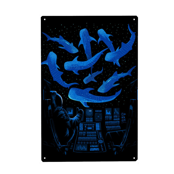 Metall Poster "Astronaut Killer Wale" artboxONE - Tiere,Unterwasser,Galaxy