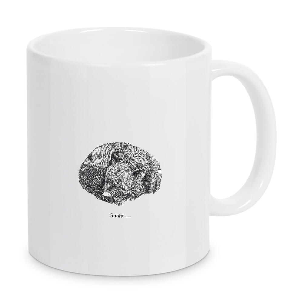 Tasse "Psst!" artboxONE - Für Kinder,Tiere - Lesie,Baby,Schlaf,Winterschlaf,Fuchs,Fox,Waldtier,Psst,Pssst,Shhht,Ruhe,Entspannung