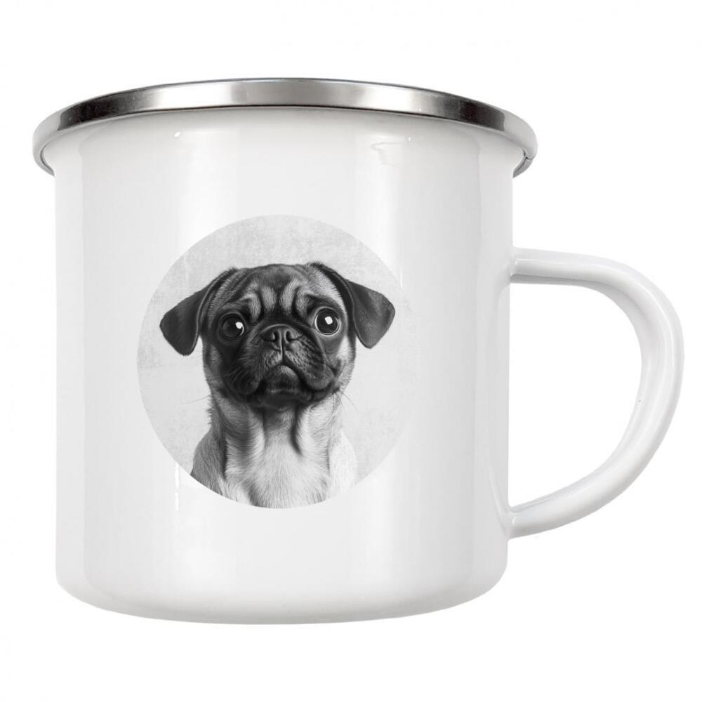Emaille Tasse "Milo der Mops" artboxONE - Tiere,Schwarzweiß,Lustig