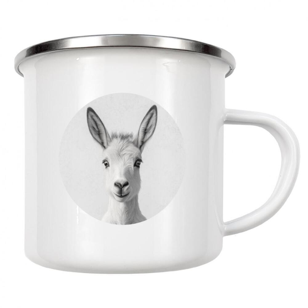 Emaille Tasse "Esel Portrait Milo" artboxONE - Natur,Tiere,Schwarzweiß,Lustig