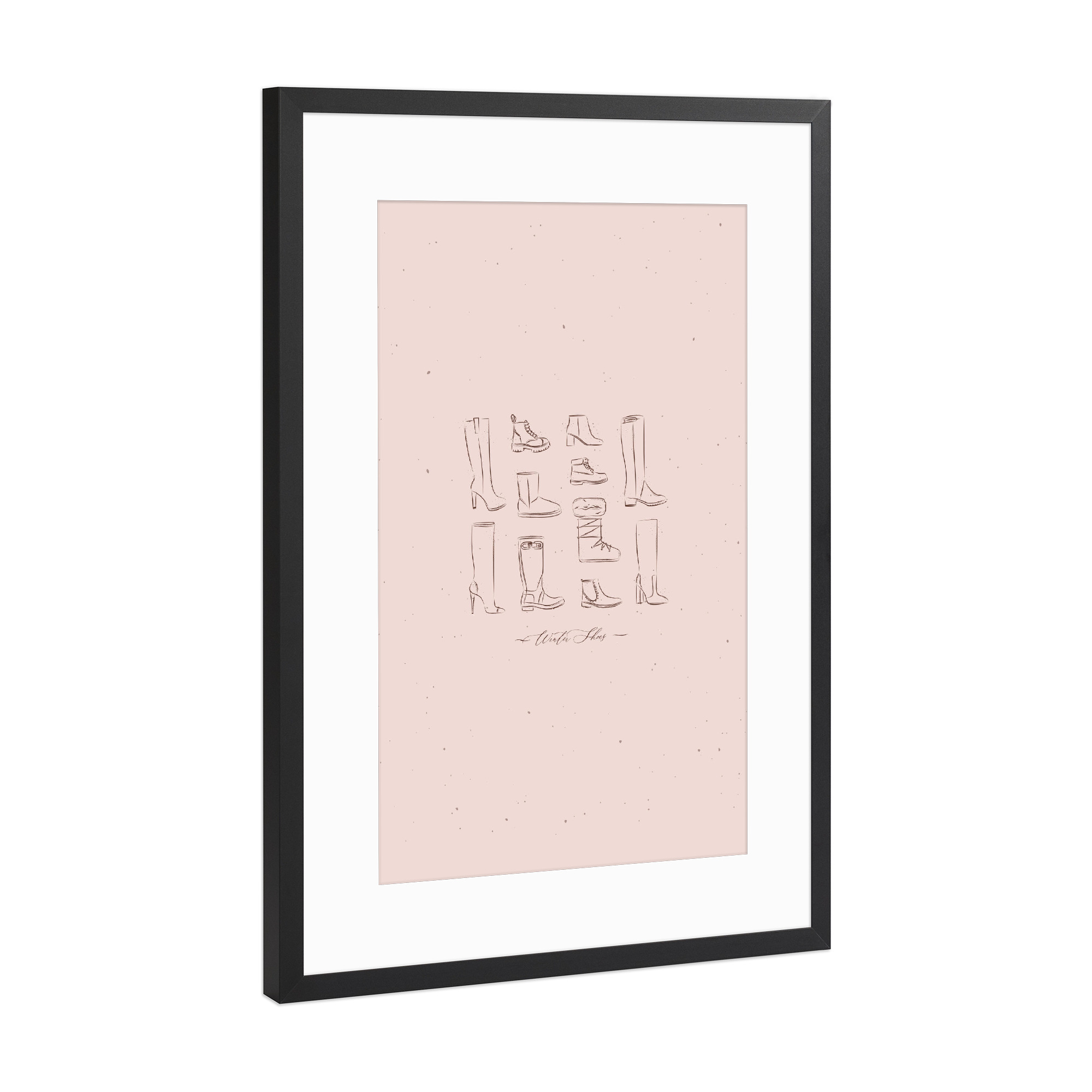 Poster mit Rahmen Schwarz (Metallic) "Winter women shoes vintage peach" artboxONE - Menschen,Fashion,Für Mama
