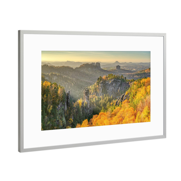 Poster mit Rahmen Silber "Carolaaussicht Sächsische Schweiz" artboxONE - Natur,Reise