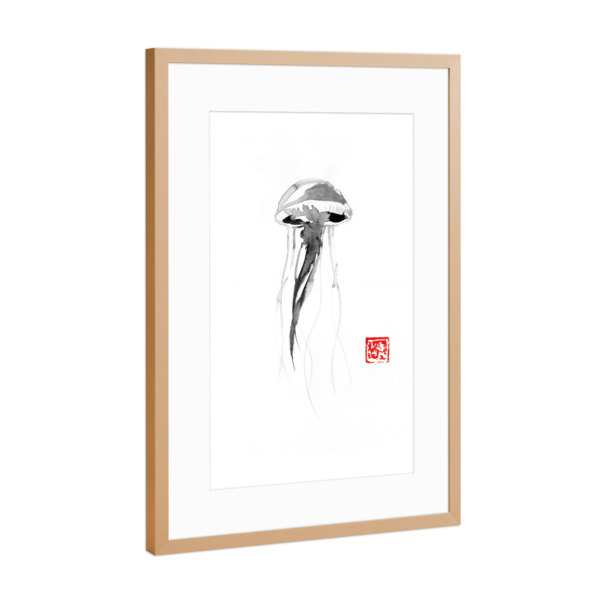 Poster mit Rahmen Kupfer "Meduse" artboxONE - Tiere,Unterwasser